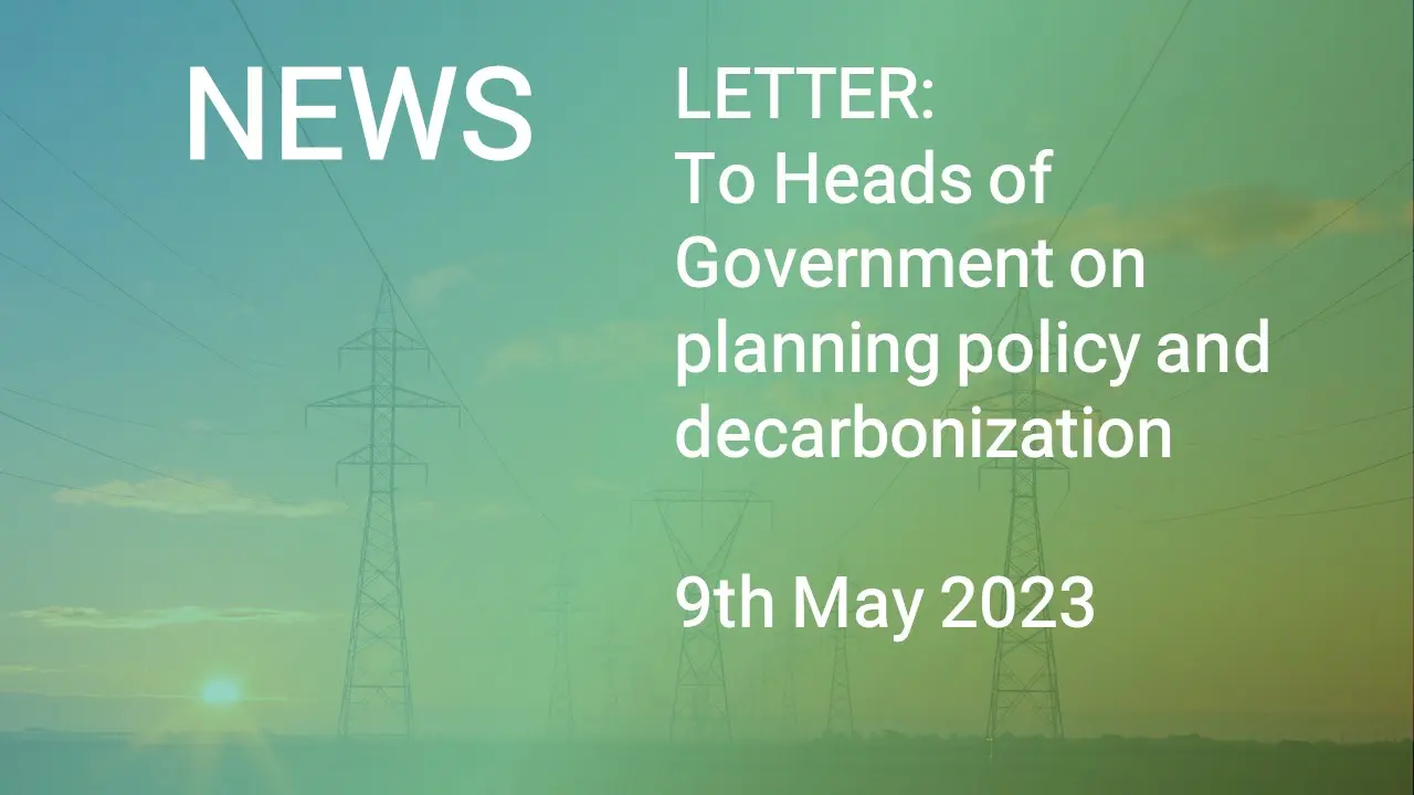 LETTER: To Heads of Government on planning policy and decarbonization
